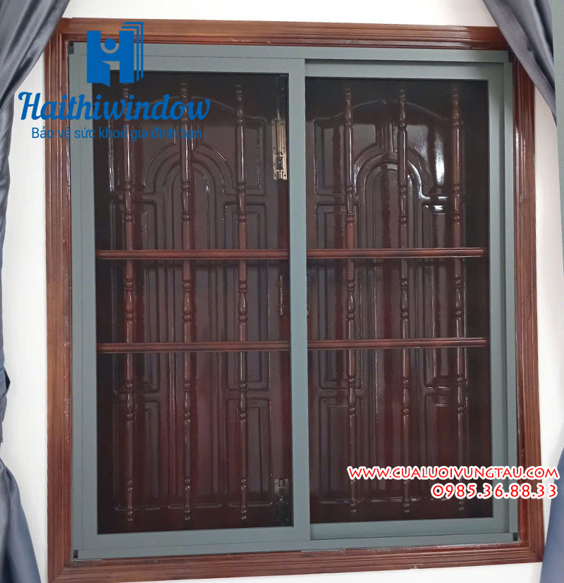 cửa lùa chống muỗi lưới inox 304 sơn tĩnh điện từ nhôm xám xingfa