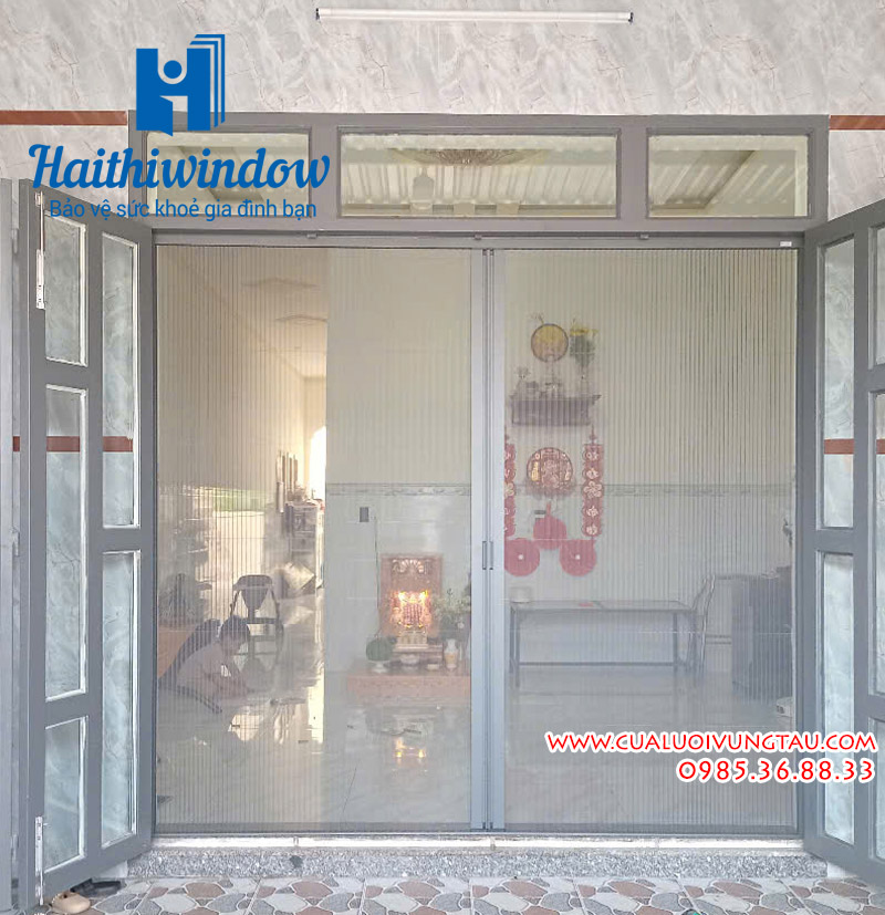 Cửa lưới chống muỗi xếp lắp tại An Ngãi Long Điền